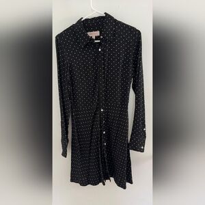 Philosophy Fit & Flare Polka Dot Shirt Dress Size XS Black & White